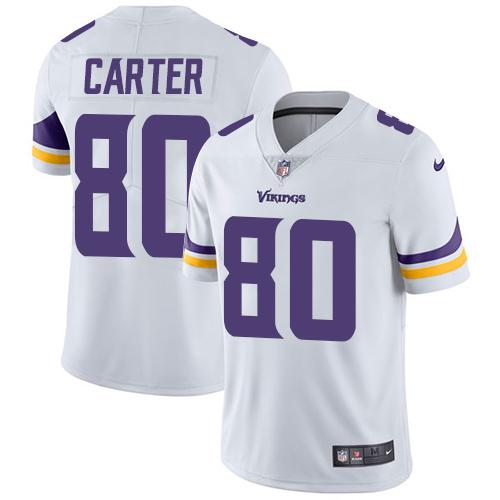 Nike Vikings #80 Cris Carter White Men's Stitched NFL Vapor Untouchable Limited Jersey